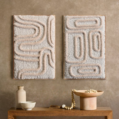 DESDEMON AND HECTOR WALL FRAME - IVORY/LIGHT BEIGE - HAND TUFTED - WOOL & WOOD FRAME