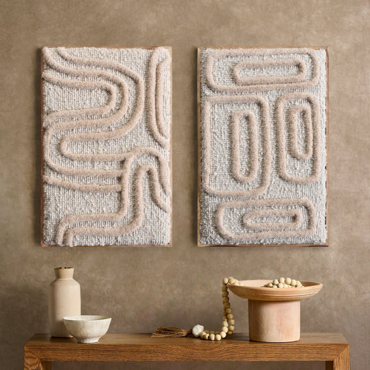 DESDEMON AND HECTOR WALL FRAME - IVORY/LIGHT BEIGE - HAND TUFTED - WOOL & WOOD FRAME