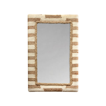 DJEBEL WALL MIRROR - NATURAL/IVORY - HAND WOVEN - WOOL & MDF