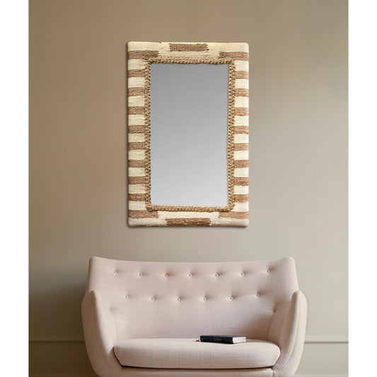 DJEBEL WALL MIRROR - NATURAL/IVORY - HAND WOVEN - WOOL & MDF