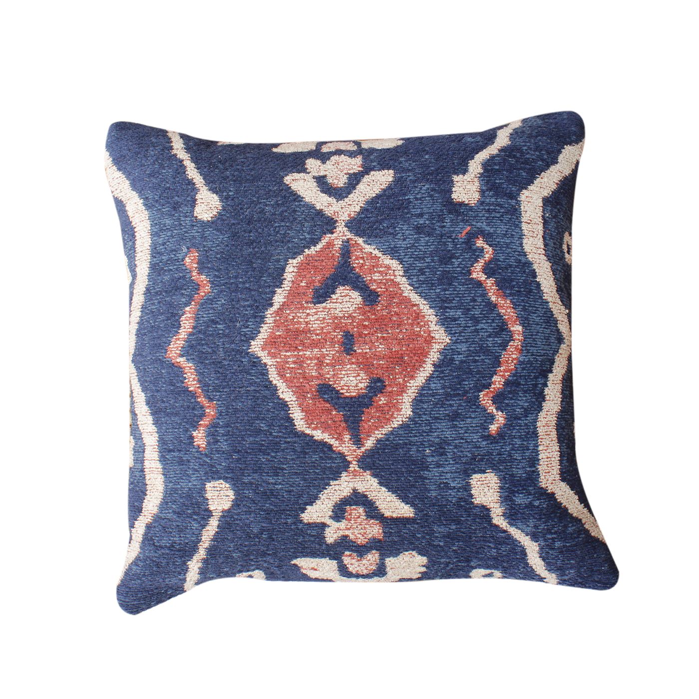 Dobri Cushion, Cotton, Polyester, Navy, Multi, Jaquard Durry, Flat Weave