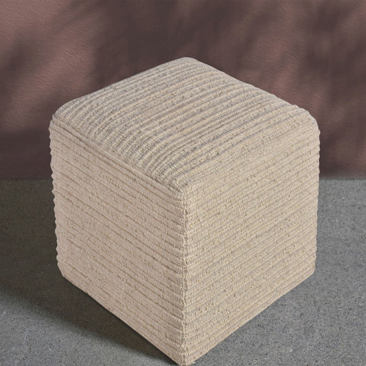 Duben Stool, Wool, Natural White, Hand woven, Flat Weave