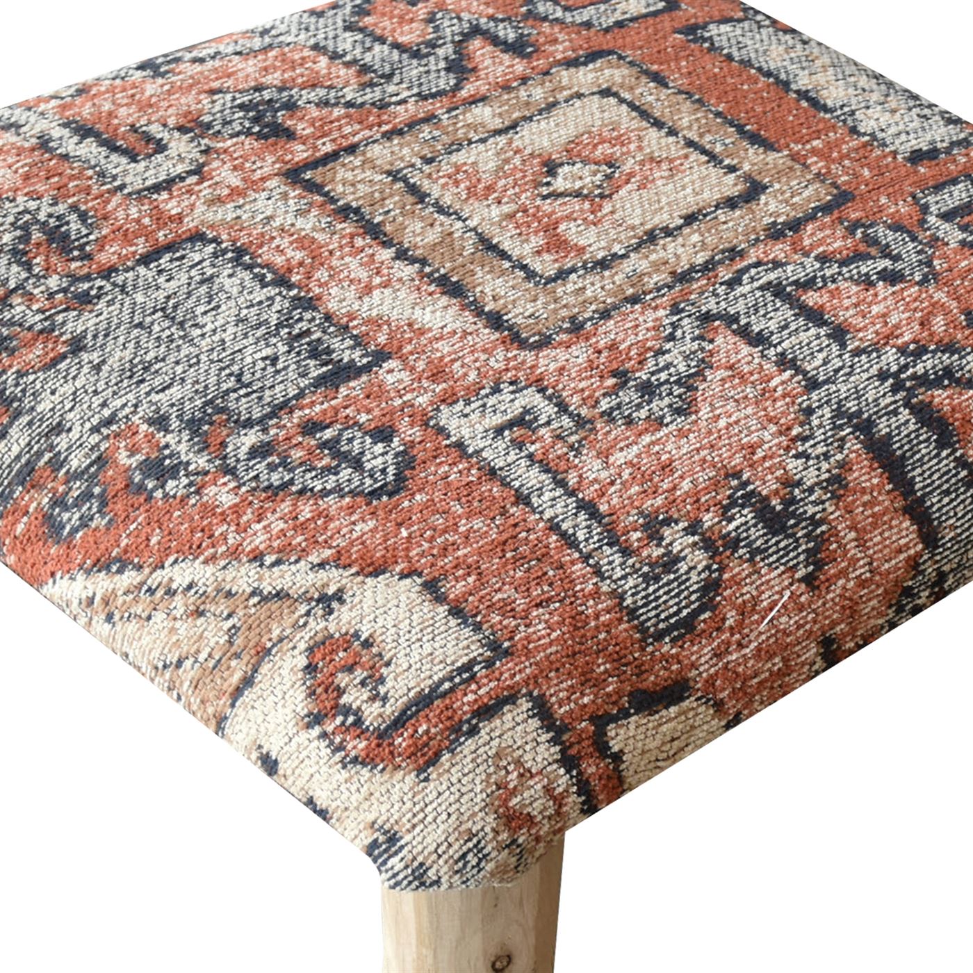 Dufex Foot Stool, Cotton Chenille, Multi, Jaquard Durry, Flat Weave
