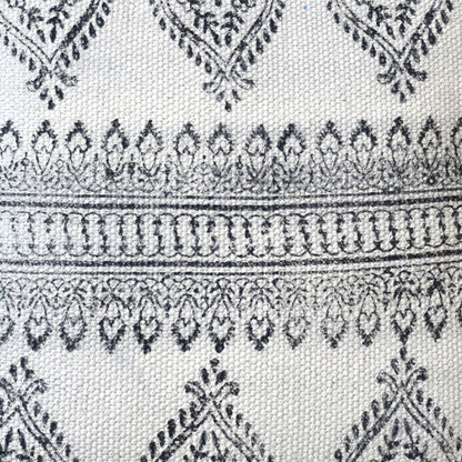 Dunlin Pillow, Cotton, Printed, Natural White, Charcoal, Hand Woven, Flat Weave