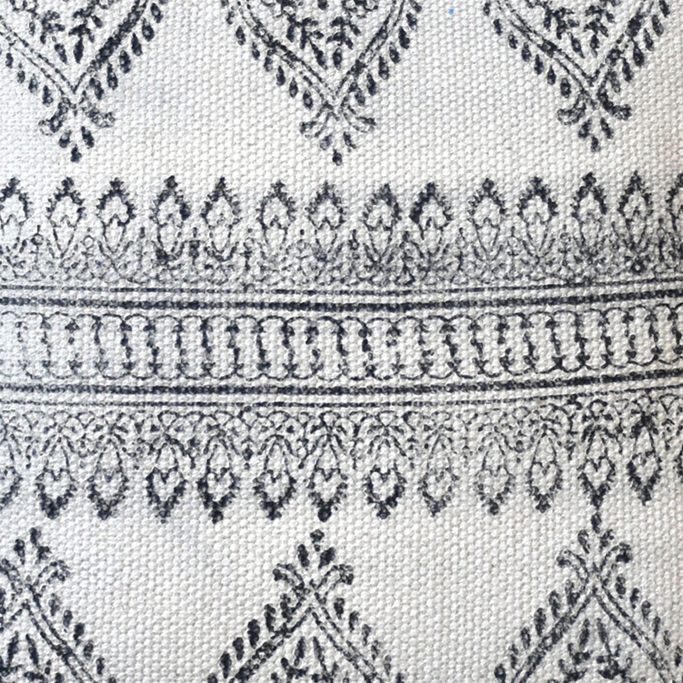 Dunlin Pillow, Cotton, Printed, Natural White, Charcoal, Hand Woven, Flat Weave