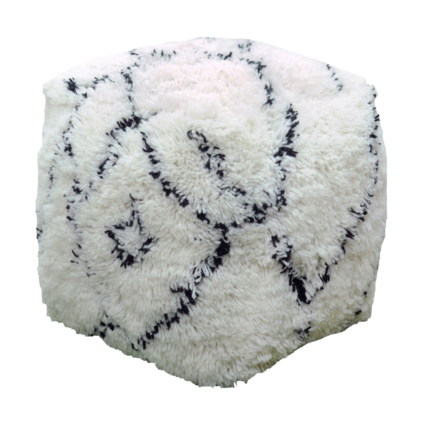 Ebson Pouf, Nz Wool, Natural White, Charcoal