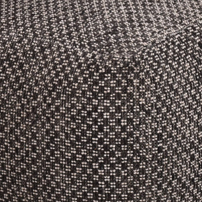 Edmunds-II Pouf, 40x40x40 cm, Charcoal, Wool, Hand Woven, Handwoven, Flat Weave