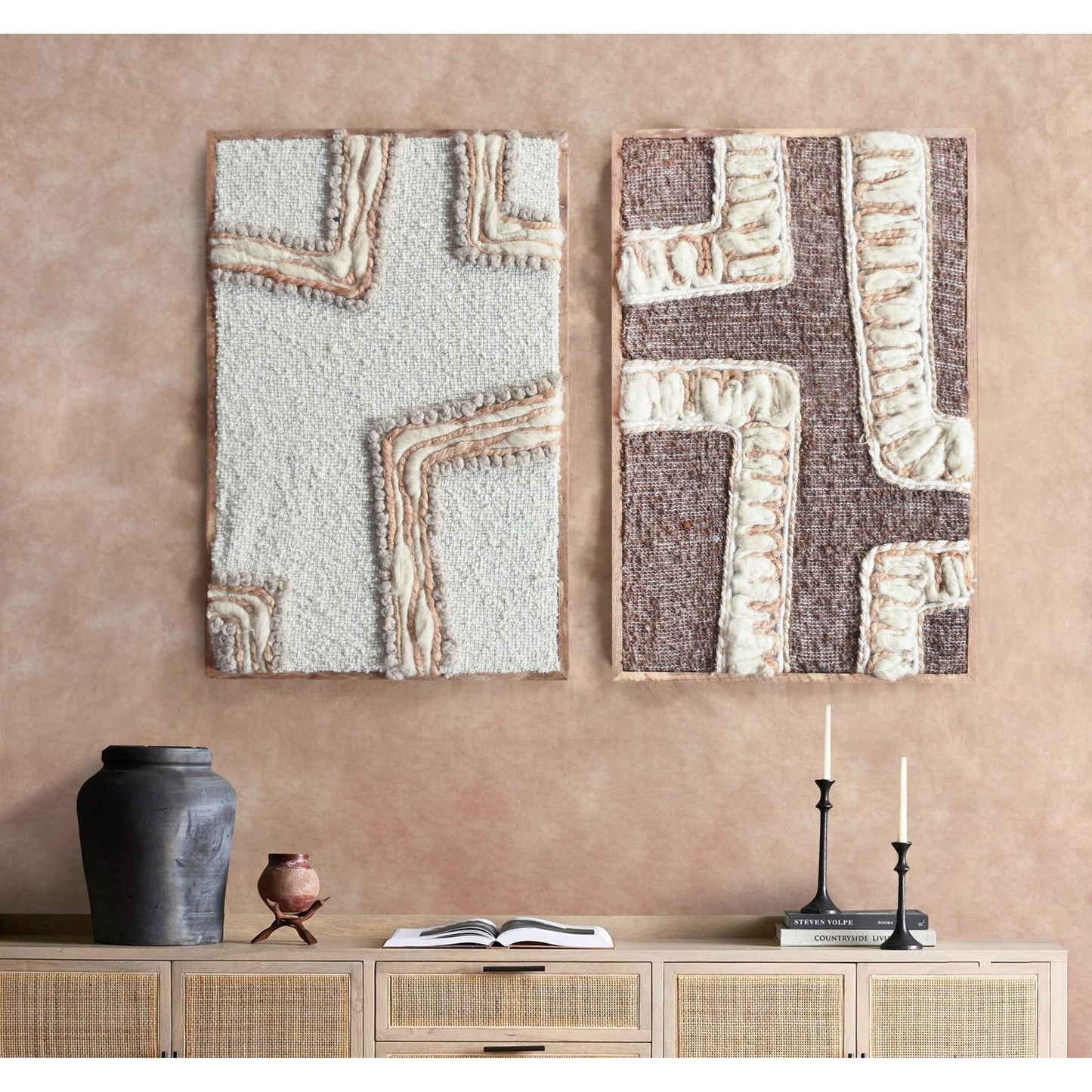 EIMEAR WALL ART AND EABHA WALL ART - IVORY/NATURAL - HANDMADE - WOOL/JUTE & MDF