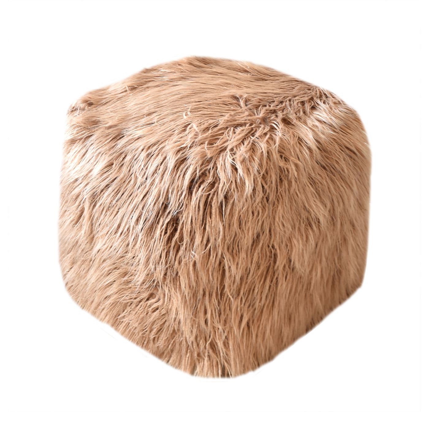 Elbe Pouf, Faux Leather, Taupe, Hm Stitching, Flat Weave