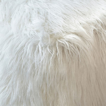 Elbe Pouf, Faux Leather, Natural White, Hm Stitching, Flat Weave