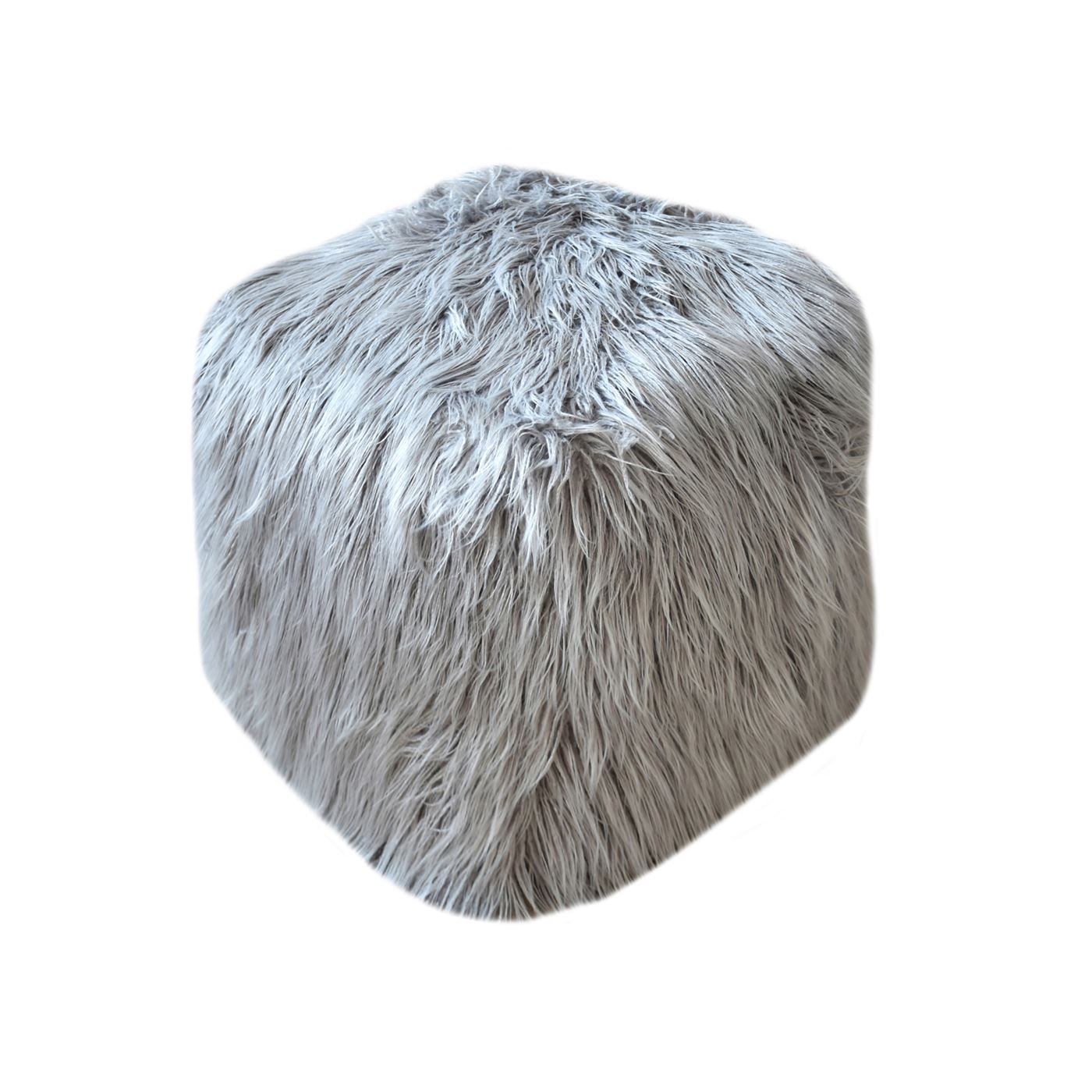 Elbe Pouf, Faux Leather, Grey, Hm Stitching, Flat Weave