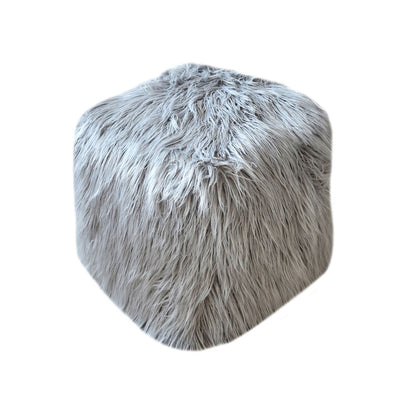 Elbe Pouf, Faux Leather, Grey, Hm Stitching, Flat Weave