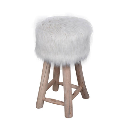 Elbe Bar Stool, 40x40x70 cm, Natural White, Sheep Hide, Hand Made, Hm Stitching, Flat Weave