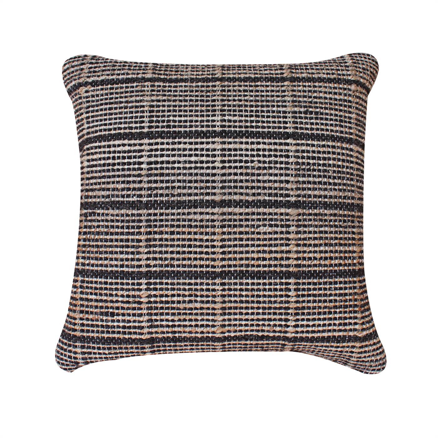 Elnora Cushion, 56x56 cm, Natural, Linen, Jute, Wool, Hand Woven, Pitloom, Flat Weave