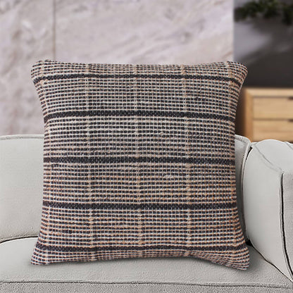 Elnora Cushion, 56x56 cm, Natural, Linen, Jute, Wool, Hand Woven, Pitloom, Flat Weave