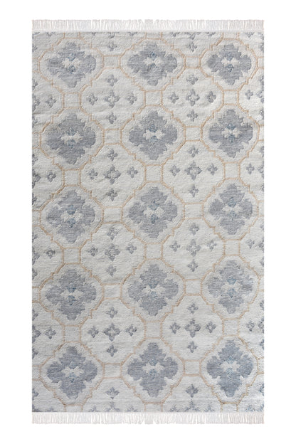 EMBERORIA RUG - IVORY/BEIGE/BLUE - PUNJA KELIM - WOOL