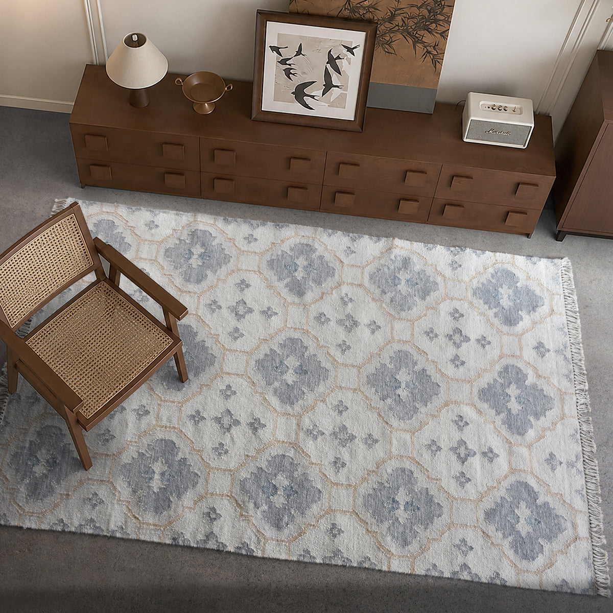 EMBERORIA RUG - IVORY/BEIGE/BLUE - PUNJA KELIM - WOOL