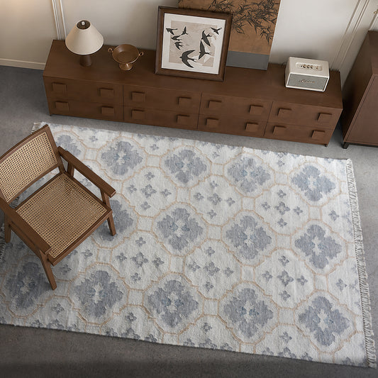 EMBERORIA RUG - IVORY/BEIGE/BLUE - PUNJA KELIM - WOOL