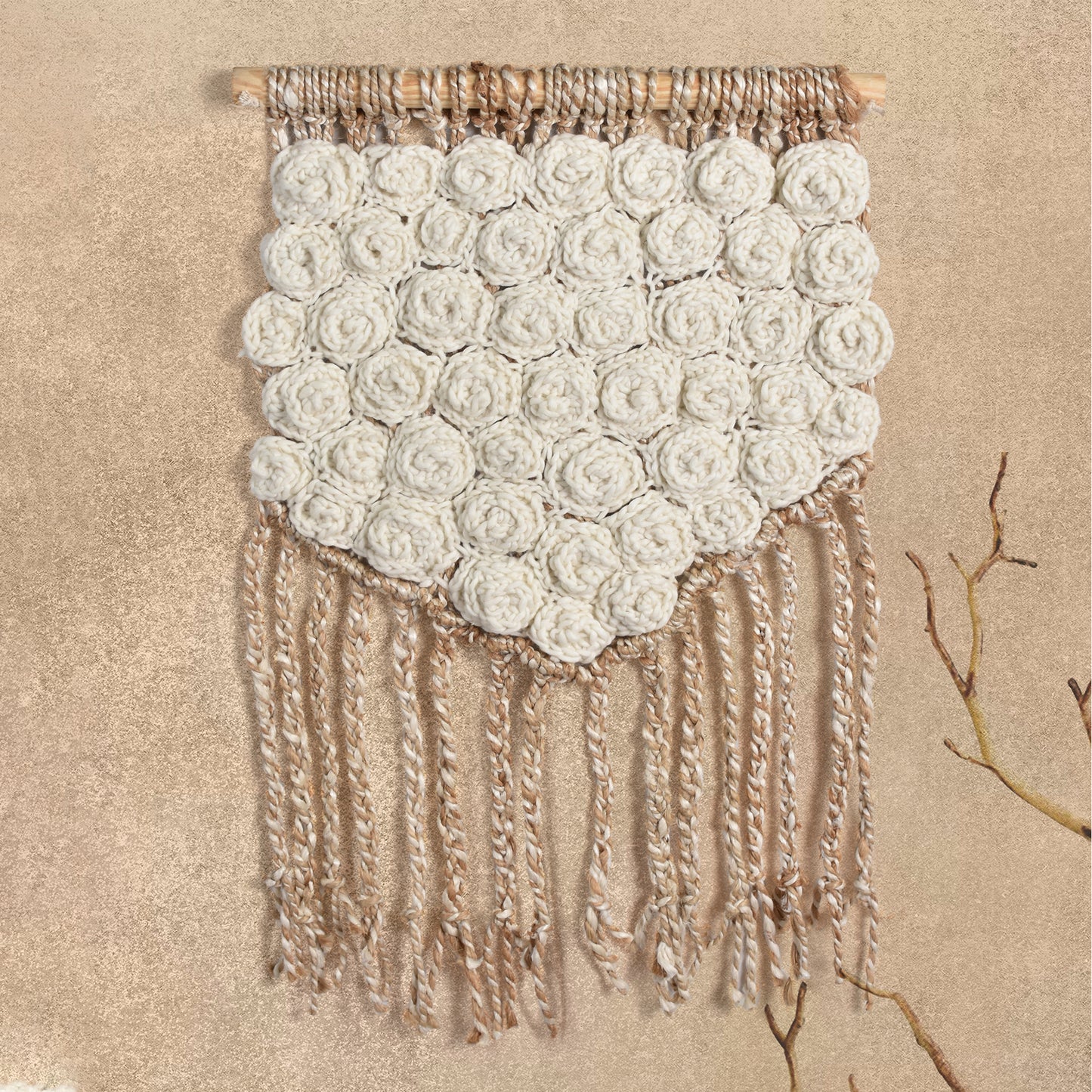 EMBLEY WALL HANGING - IVORY/NATURAL - HAND KNITTED - JUTE + NZ WOOL