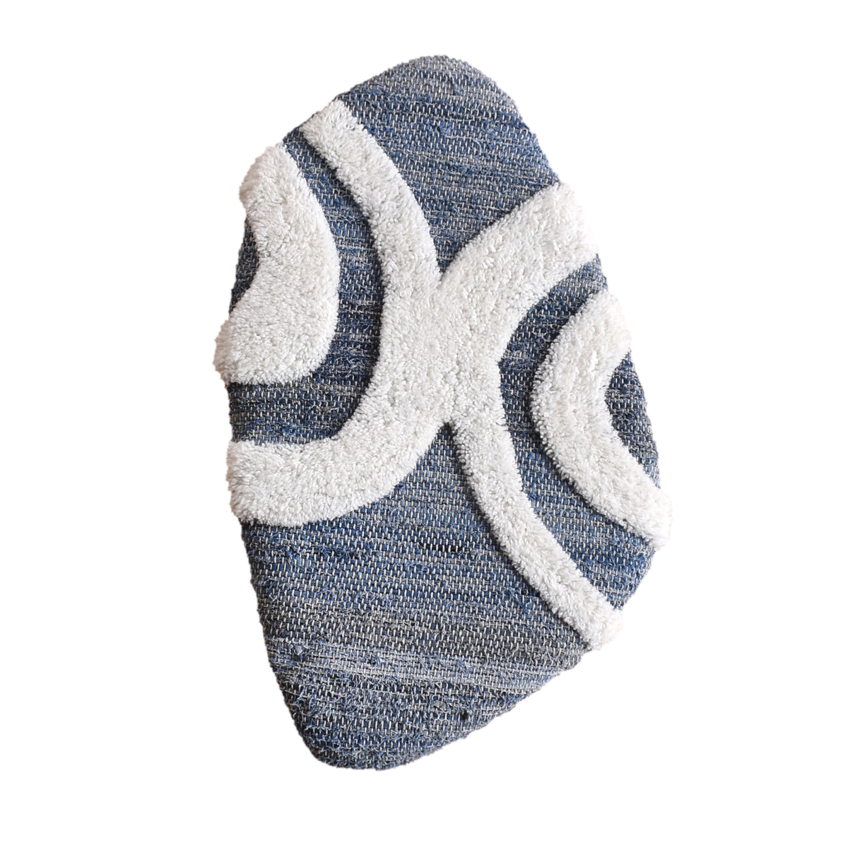 LANFORD AND EROTTA-III WALL ART - BLUE/IVORY - HANDTUFTED - DENIM/NZ WOOL/MDF