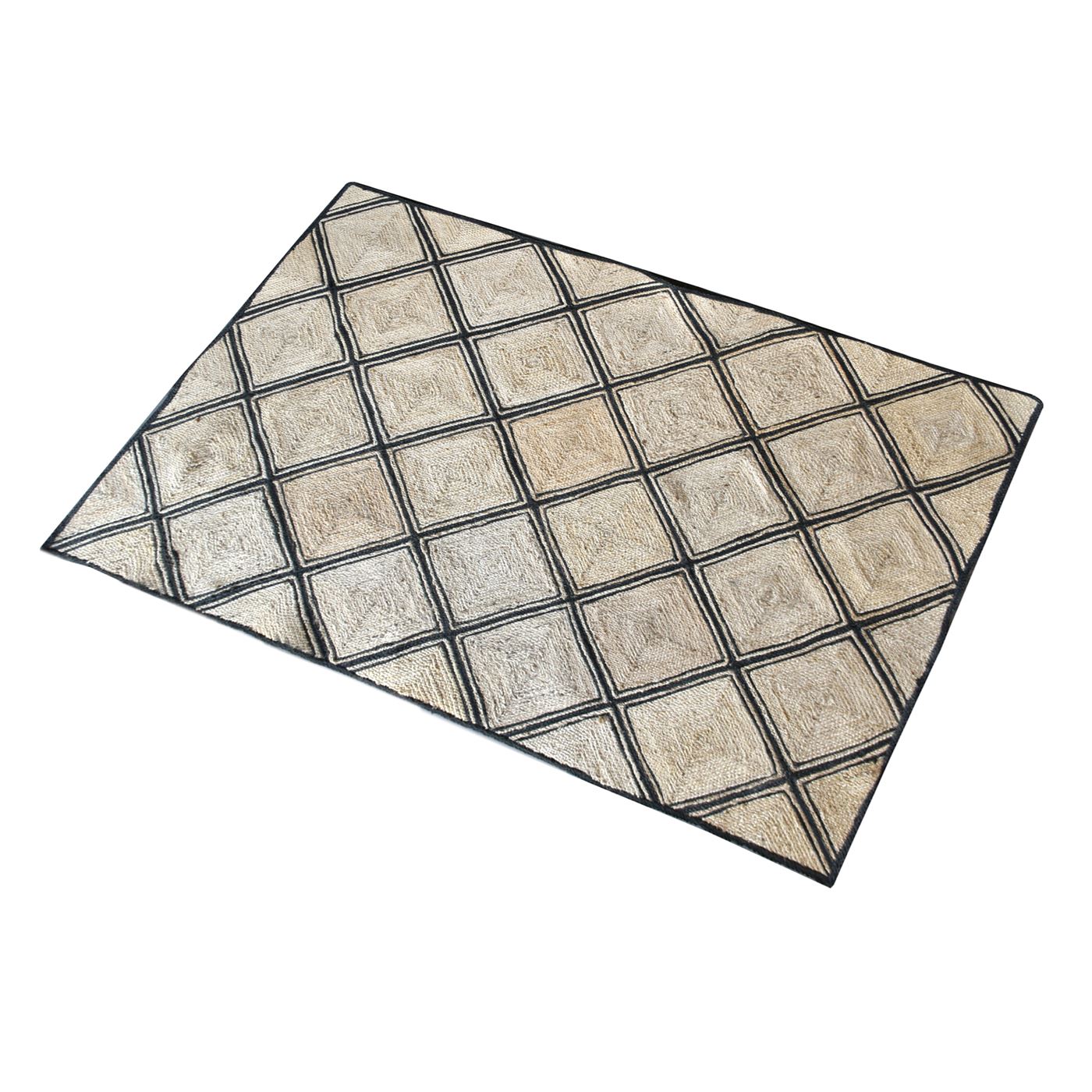 Area Rug, Bedroom Rug, Living Room Rug, Living Area Rug, Indian Rug, Office Carpet, Office Rug, Shop Rug Online, Hemp, Natural, Charcoal, Hm Stitching, Flat Weave, Geometrical