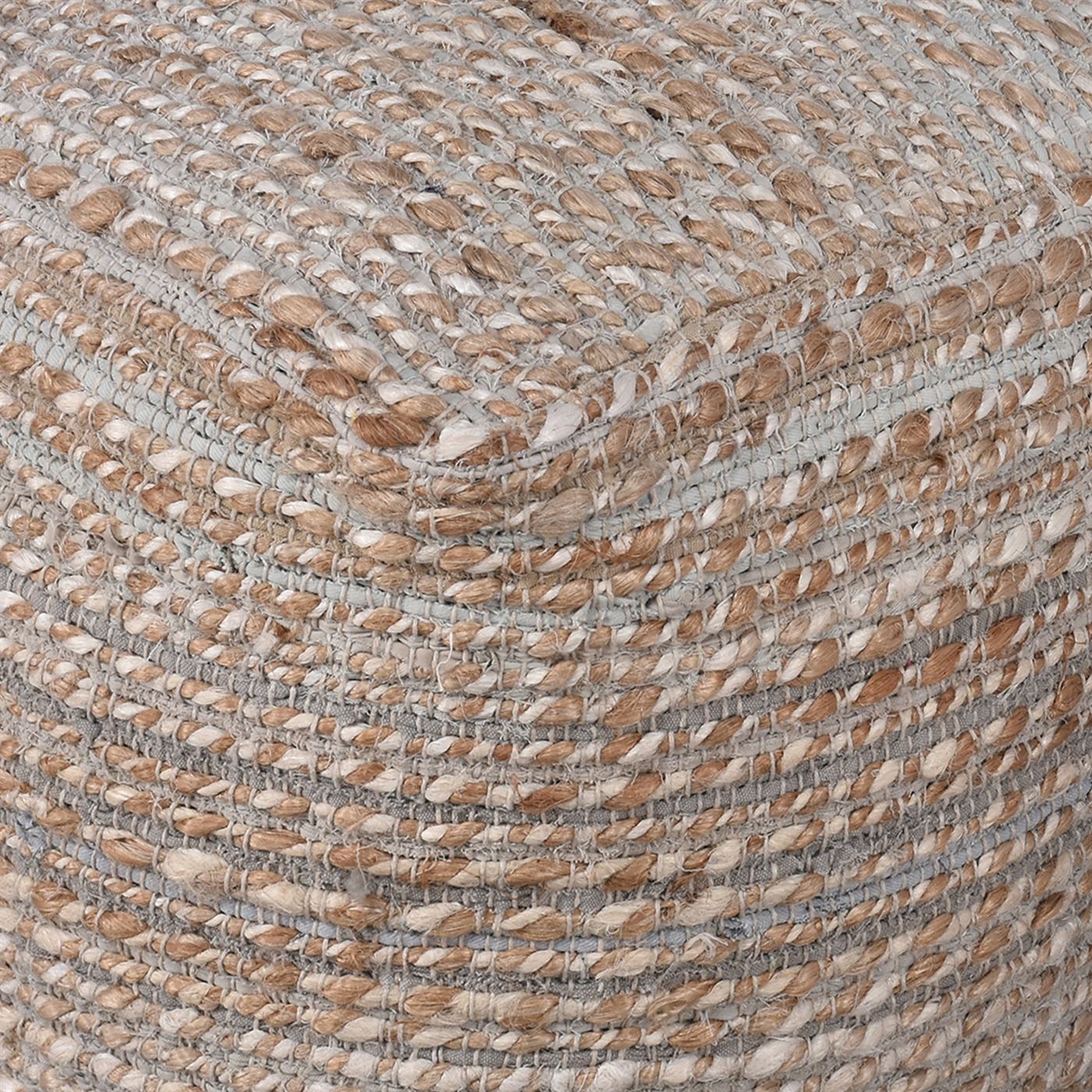 Fagern Pouf, Denim, Jute, Natural, Beige, Pitloom, Flat Weave