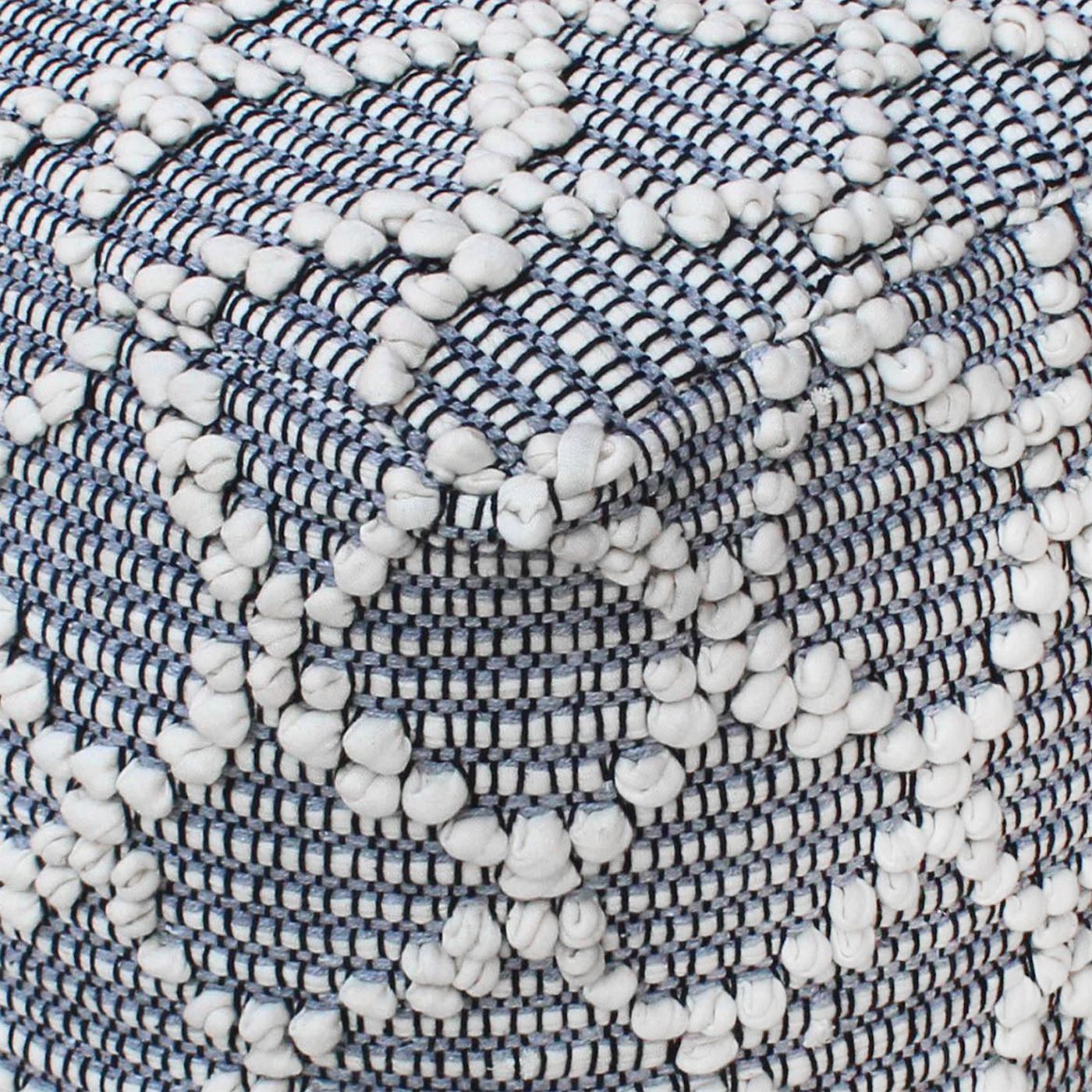Fairford Pouf, Cotton, Rag, Natural White, Grey, Pitloom, All Loop