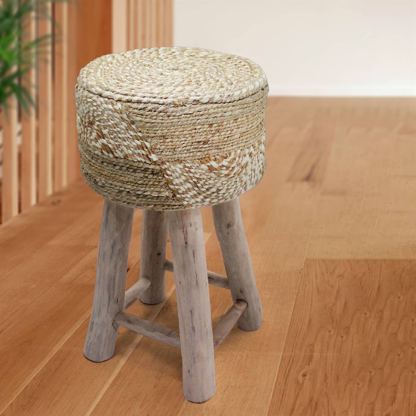 Falun Bar Stool, 40x40x70 cm, Natural, Jute, Hand Made, Hm Stitching, Flat Weave