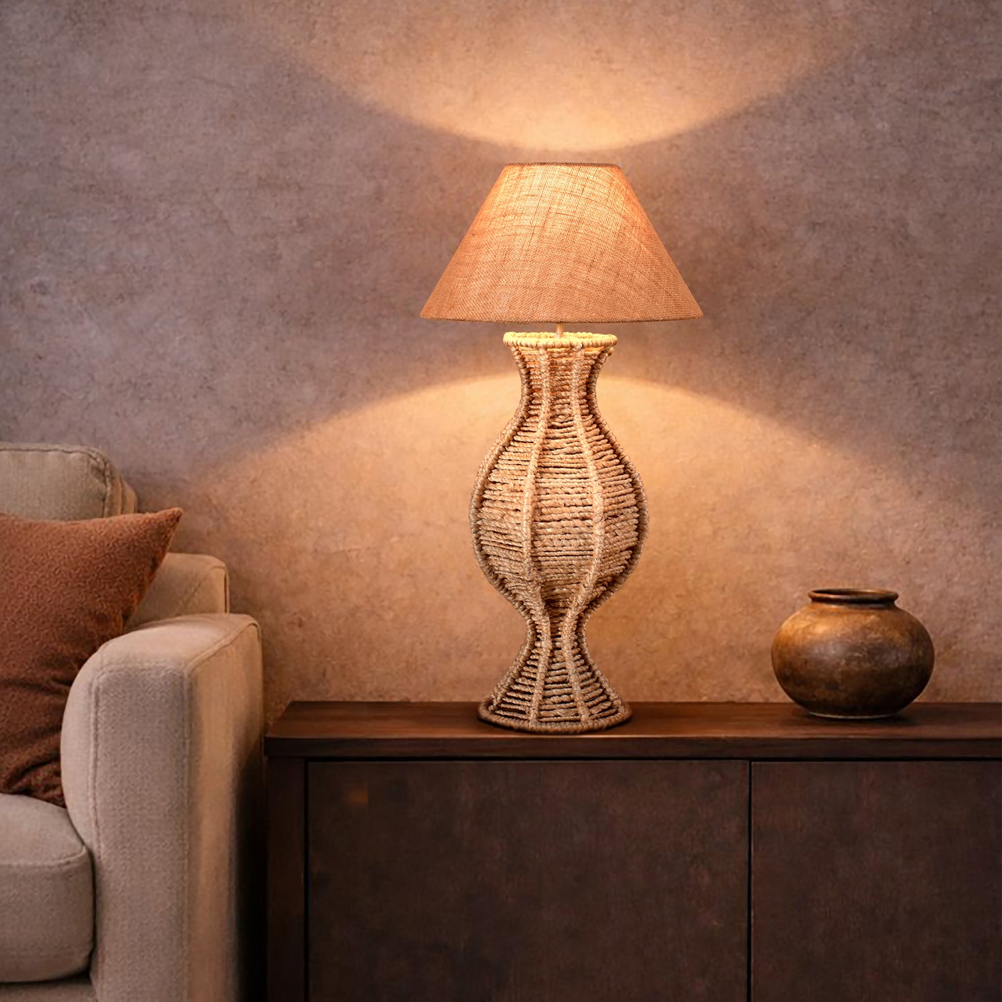 FAUNACE TABLE LAMP - NATURAL - HAND MADE - JUTE