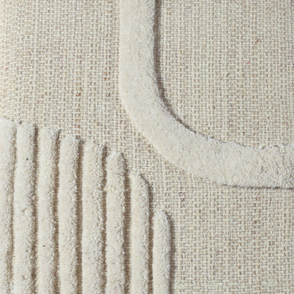 FLOORAN WALL ART AND FENIXIN WALL ART - BEIGE/IVORY- HAND WOVEN / OVER TUFTED - WOOL & MDF