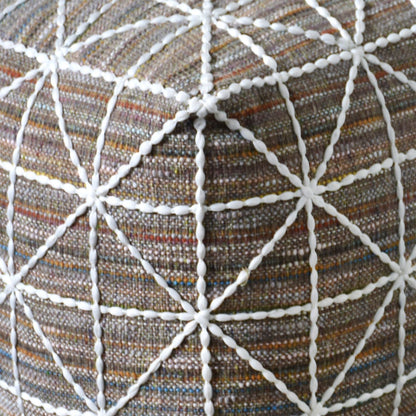 Ferry Pouf, Cotton, Polyester, Brown, Hand woven, Flat Weave