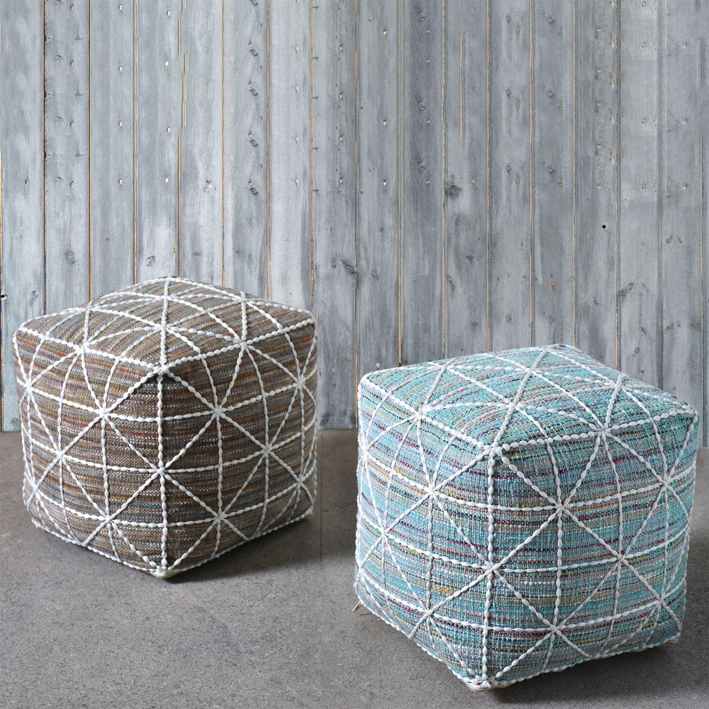 Ferry Pouf, Cotton, Polyester, Hand woven, Flat Weave