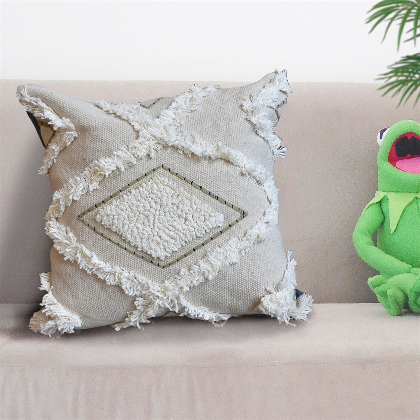 Ferug Pillow, Cotton, Moon, Hm Stitching / Flat Weave