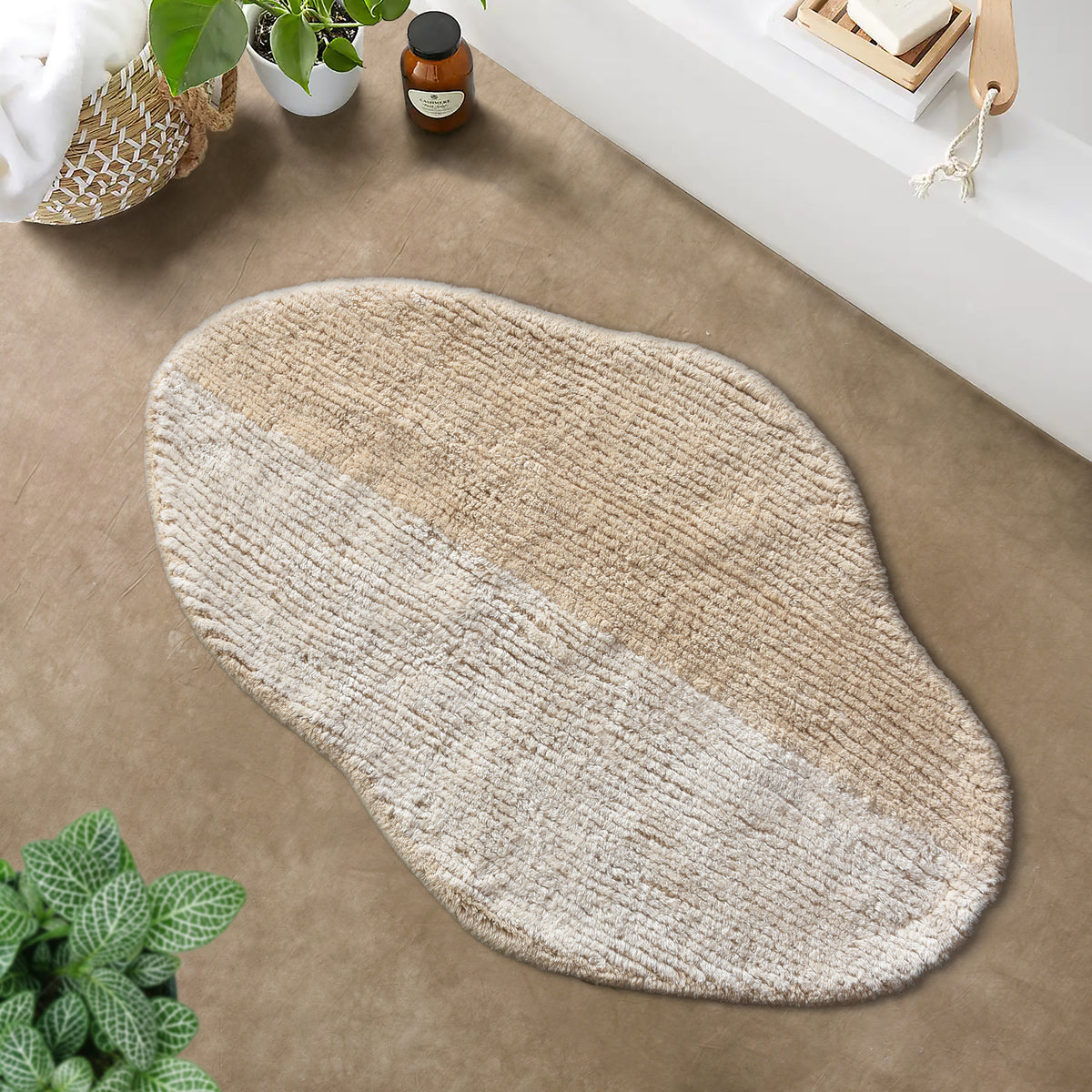FILNTON BATH RUG - IVORY/BEIGE - COTTON - TABLE TUFTED