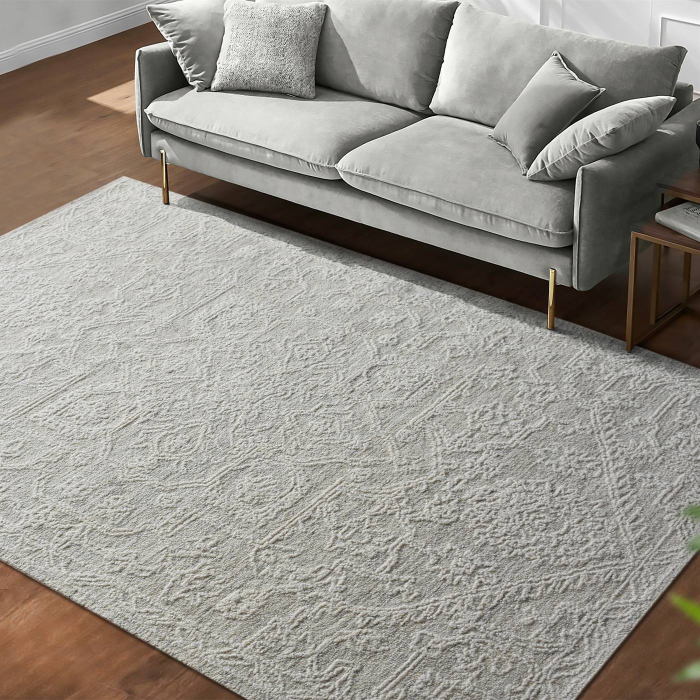 Area Rug, Bedroom Rug, Living Room Rug, Living Area Rug, Indian Rug, Office Carpet, Office Rug, Shop Rug Online, Natural White, Beige, Wool, Hand Tufted, Handwoven, All Loop, Textured 