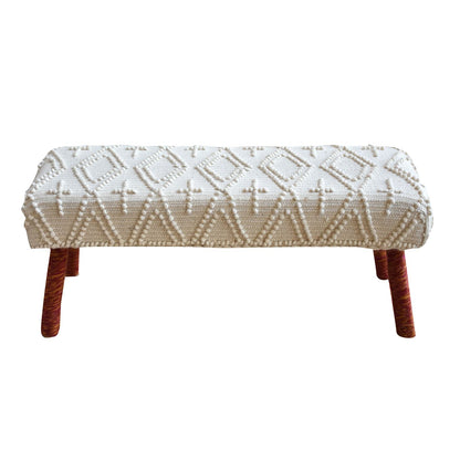 Fossa Bench , Wool, Natural White, Pitloom, All Loop