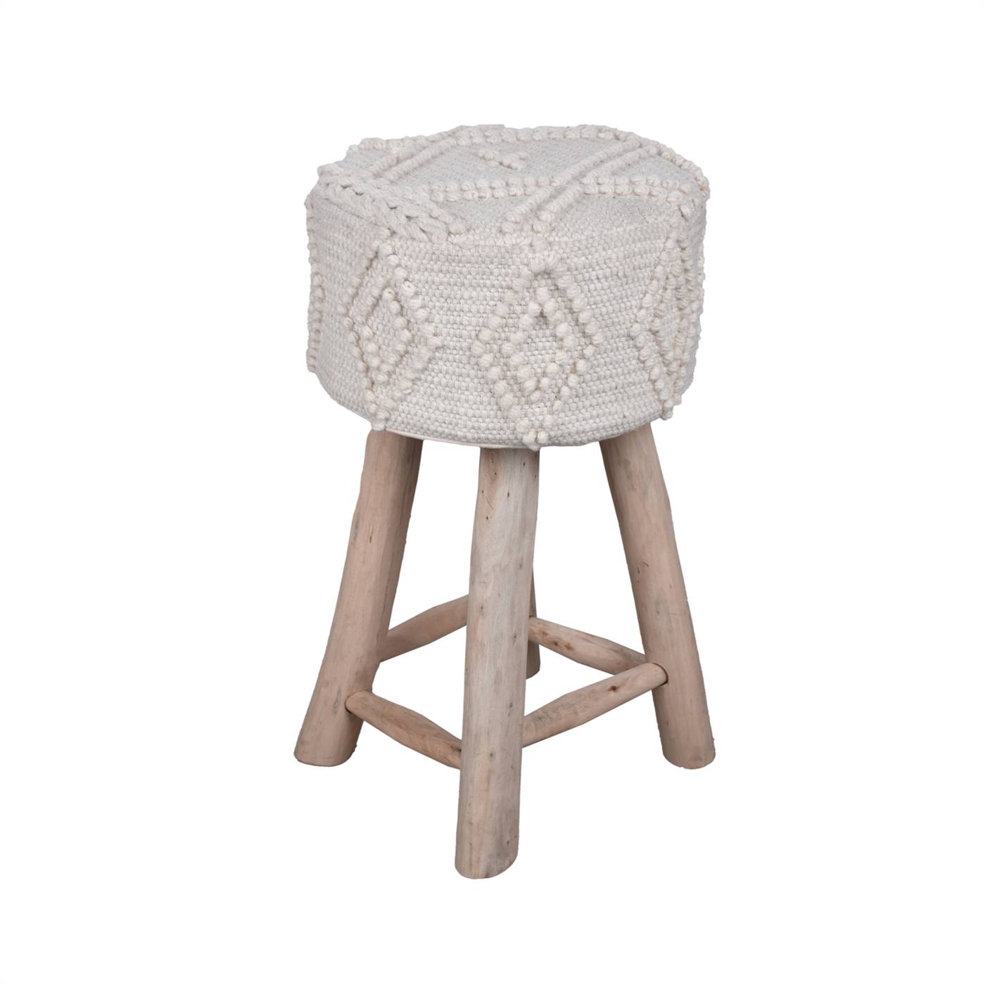 Fossa Bar Stool, 40x40x70 cm, Natural White, Wool, Hand Woven, Pitloom, All Loop
