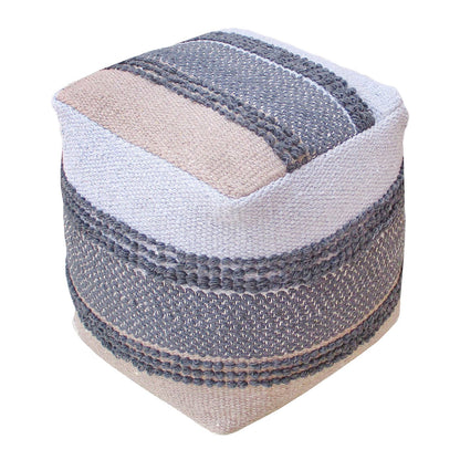 Furley Pouf, Cotton, Taupe, Grey, Pitloom, All Loop
