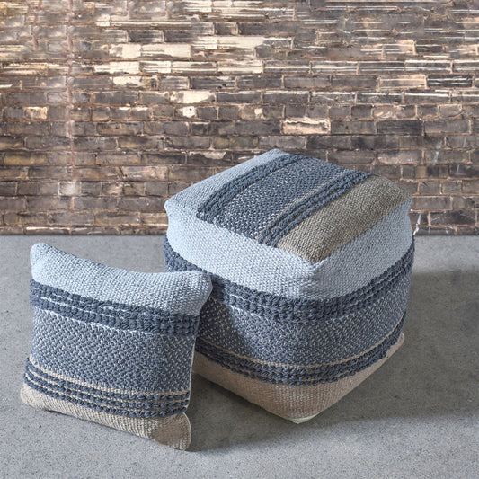 Furley Pouf, Cotton, Taupe, Grey, Pitloom, All Loop