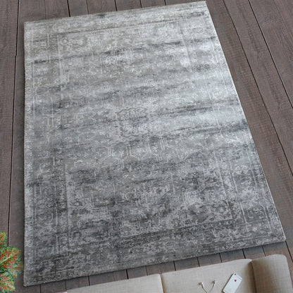 Area Rug, Bedroom Rug, Living Room Rug, Living Area Rug, Indian Rug, Office Carpet, Office Rug, Shop Rug Online, Viscose, Printed, Grey, Hand woven, All Loop, Intricate