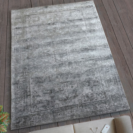 Area Rug, Bedroom Rug, Living Room Rug, Living Area Rug, Indian Rug, Office Carpet, Office Rug, Shop Rug Online, Viscose, Printed, Grey, Hand woven, All Loop, Intricate