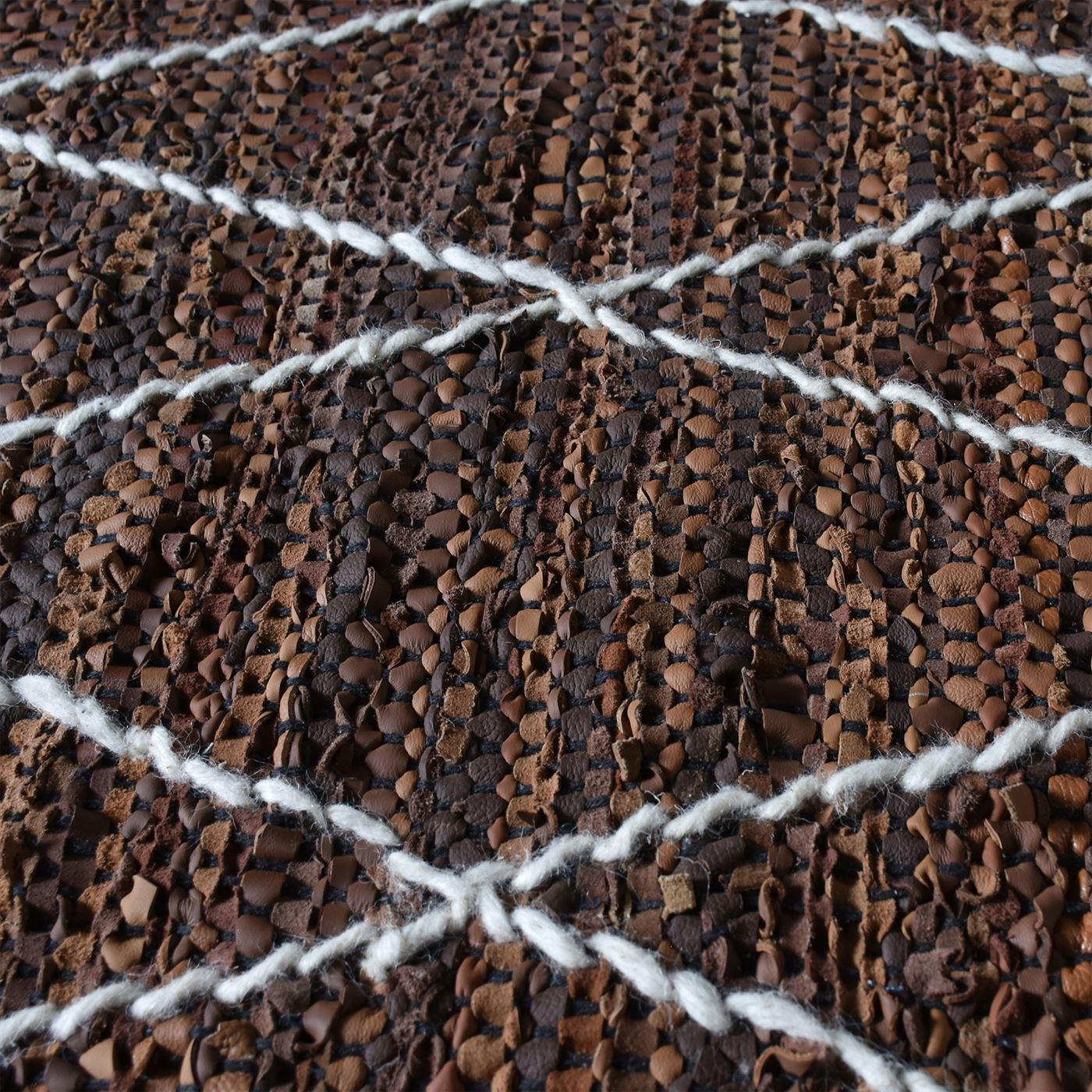 Area Rug, Bedroom Rug, Living Room Rug, Living Area Rug, Indian Rug, Office Carpet, Office Rug, Shop Rug Online, Leather, Wool, Brown, Natural White, Stripes