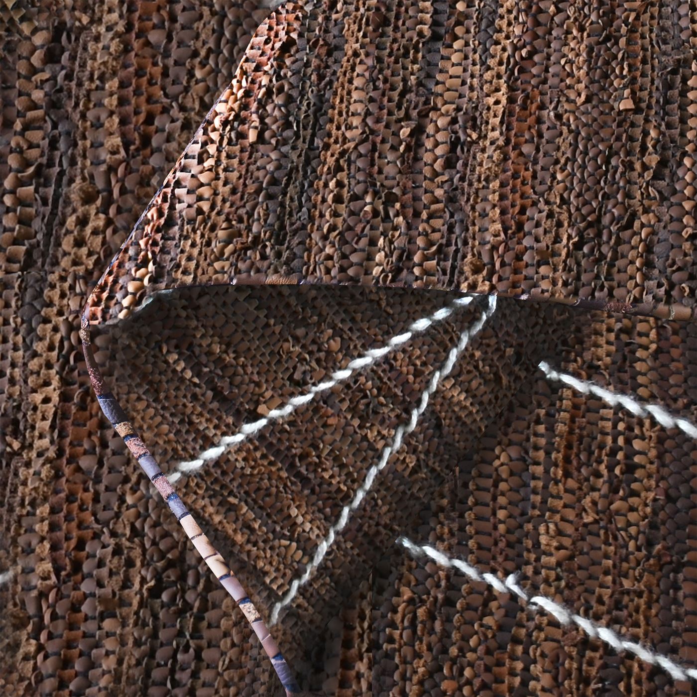 Area Rug, Bedroom Rug, Living Room Rug, Living Area Rug, Indian Rug, Office Carpet, Office Rug, Shop Rug Online, Leather, Wool, Brown, Natural White, Stripes