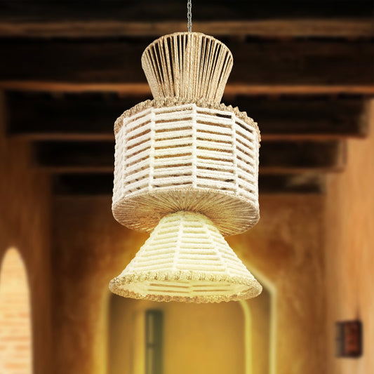 GANOE LAMP - IVORY/NATURAL - HAND MADE - WOOL/JUTE