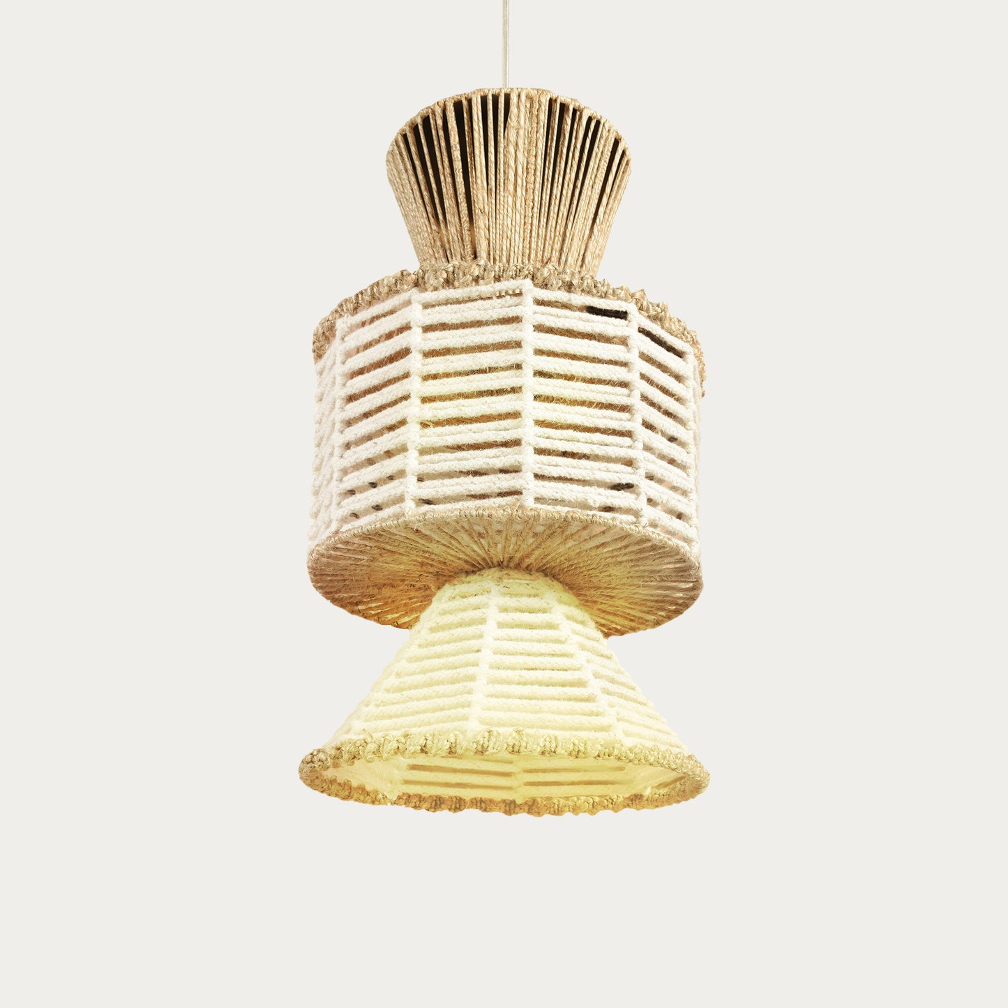 GANOE LAMP - IVORY/NATURAL - HAND MADE - WOOL/JUTE