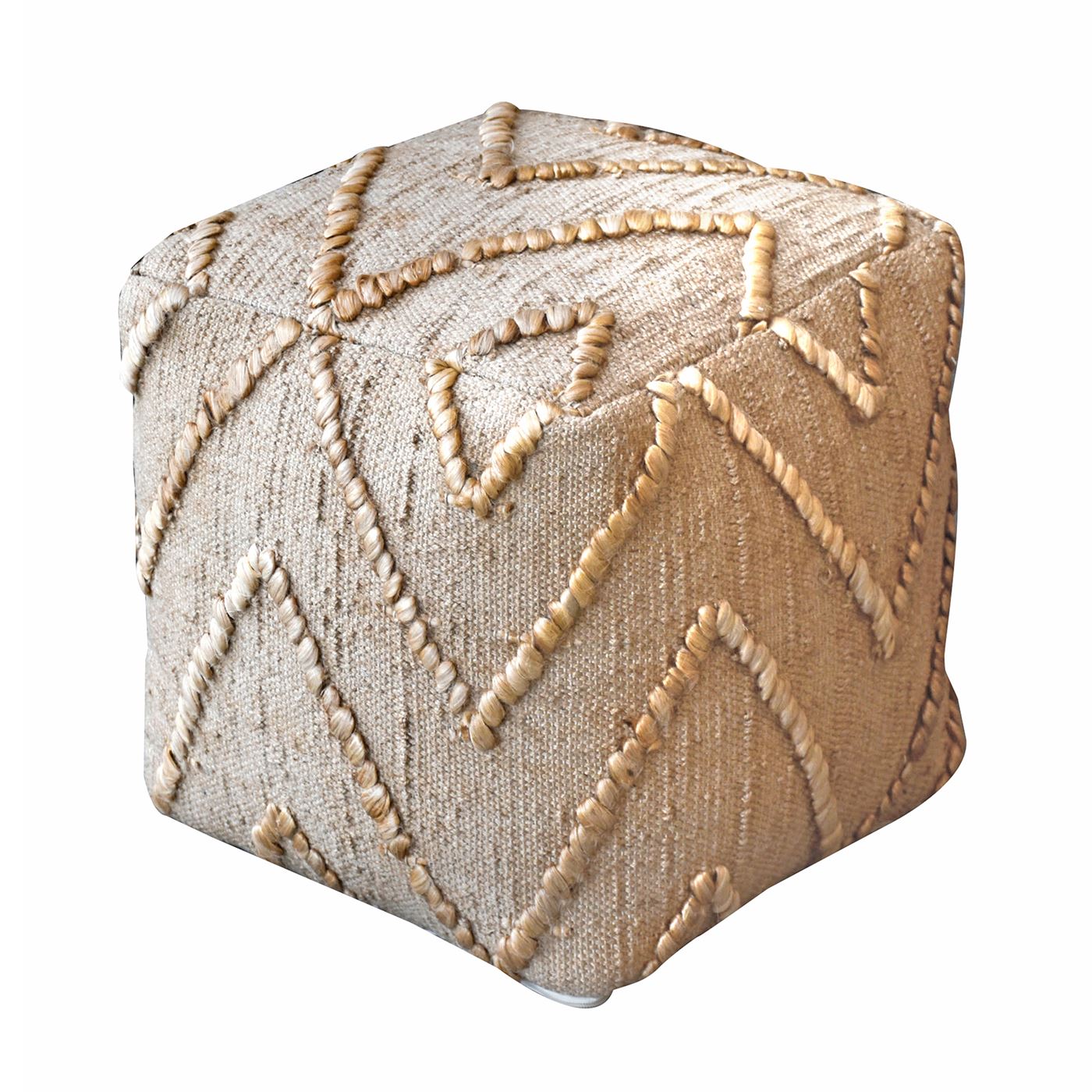 Gavel Pouf, Hemp, Natural, Pitloom, All Loop