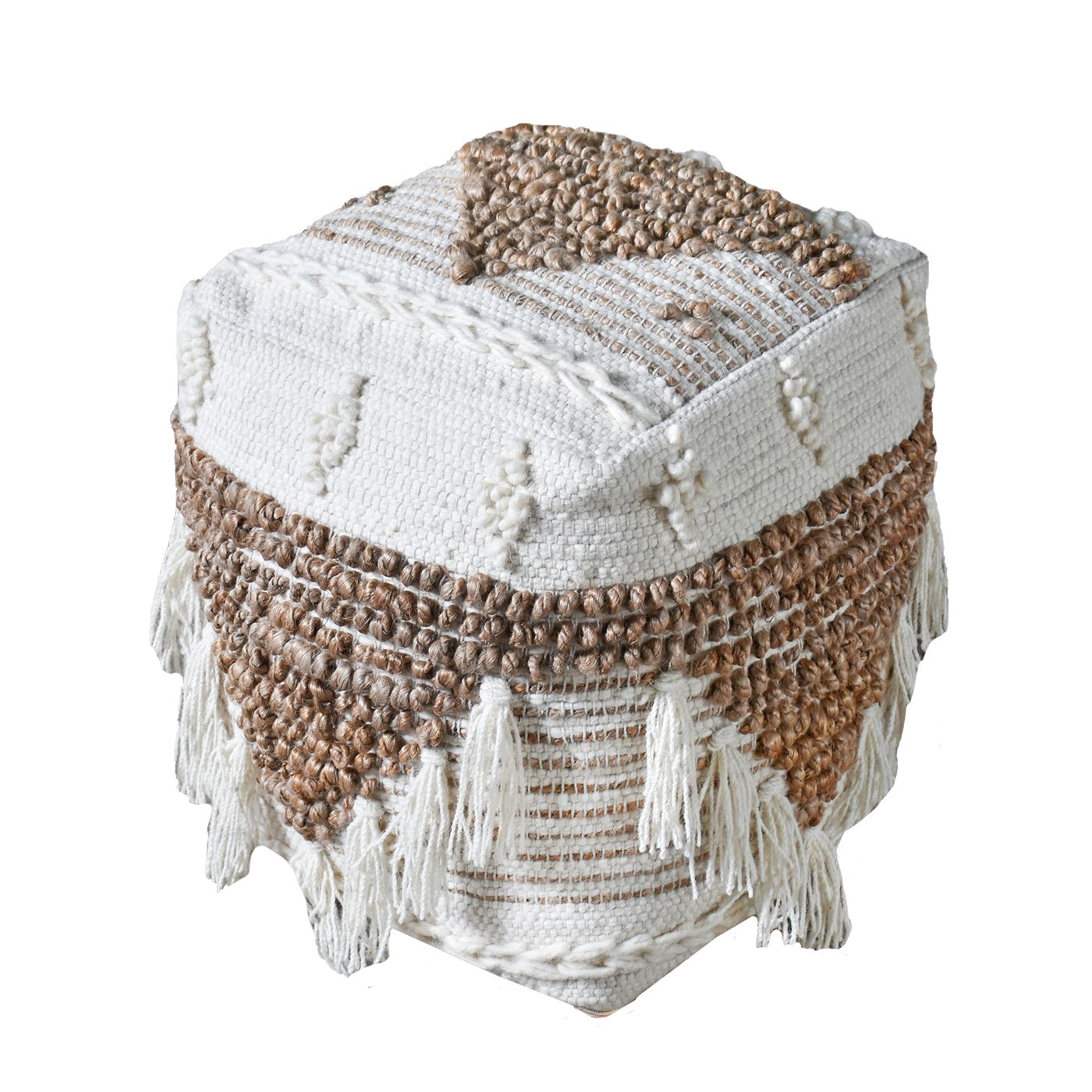 Geene Pouf, Hemp, Wool, Natural,  Natural White, Pitloom, All Loop