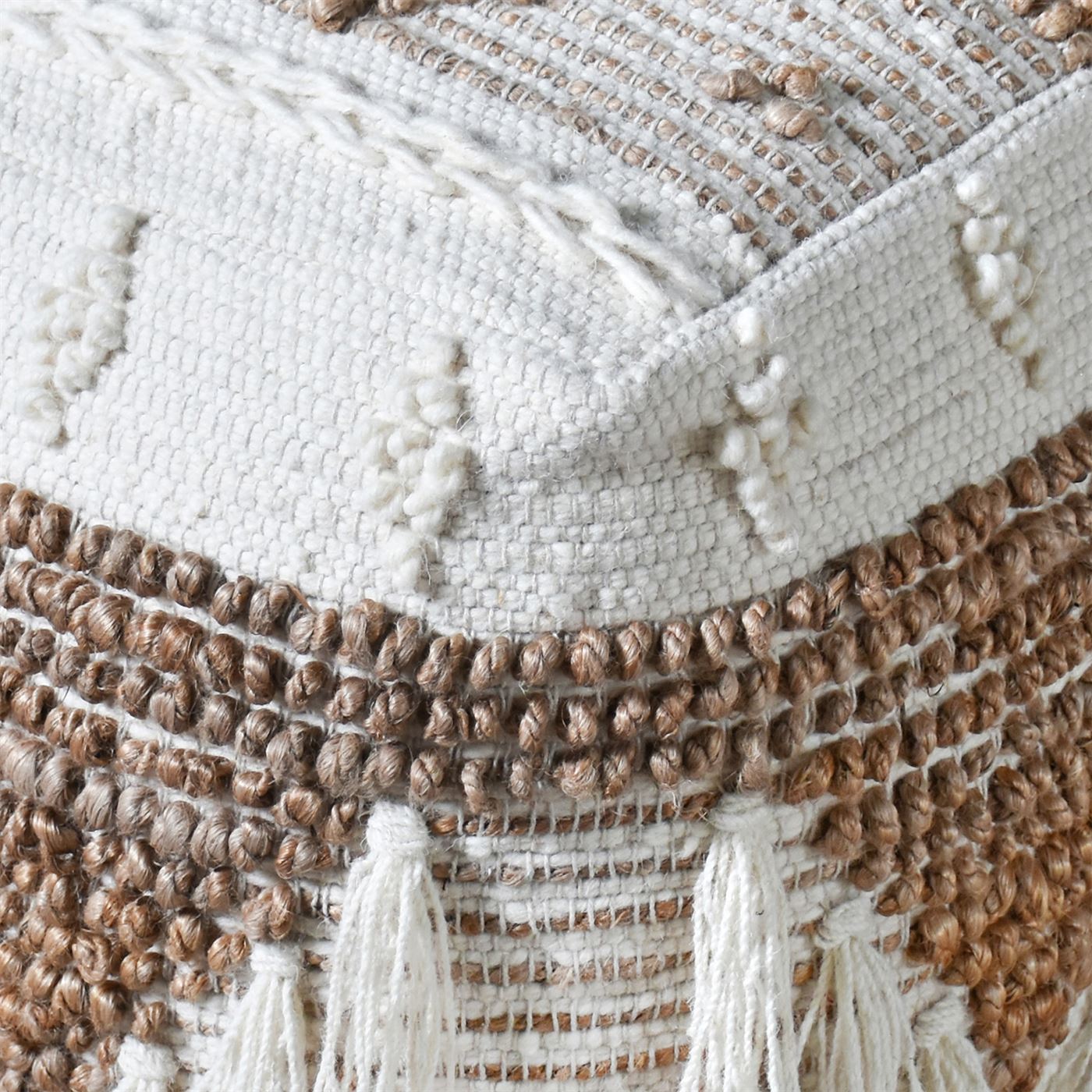 Geene Pouf, Hemp, Wool, Natural,  Natural White, Pitloom, All Loop
