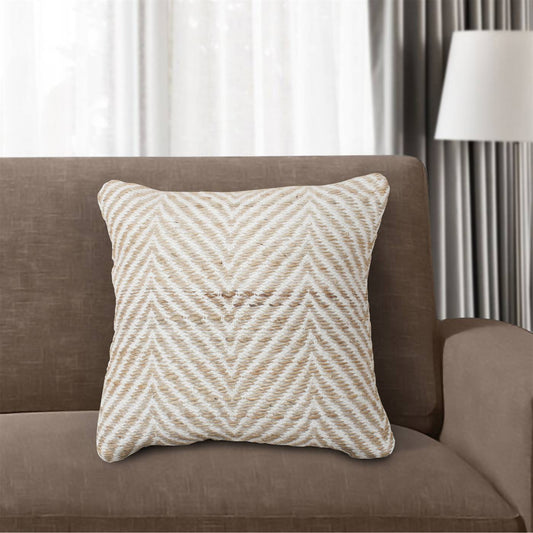 Genil Cushion, 45x45 cm, Natural, Natural White, Jute, Wool, Hand Woven, Pitloom, Flat Weave 