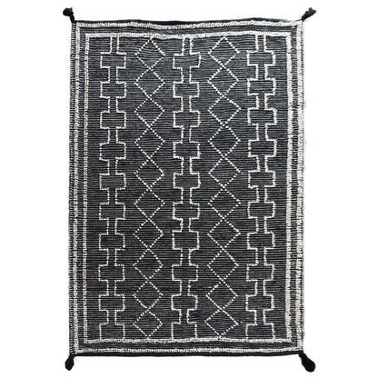 Area Rug, Bedroom Rug, Living Room Rug, Living Area Rug, Indian Rug, Office Carpet, Office Rug, Shop Rug Online, Pet, Black, Natural White, Pitloom, All Loop, Geometrical